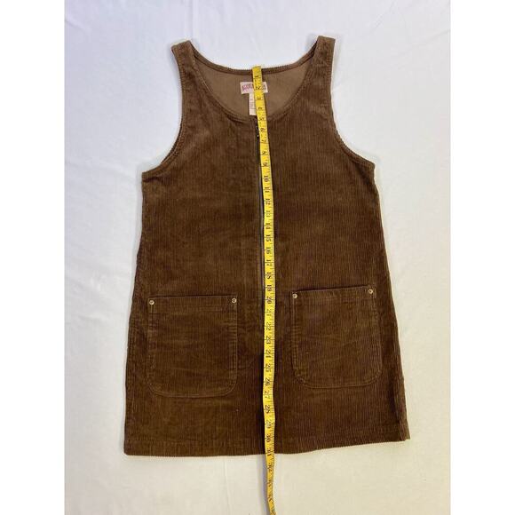 Vtg Alaska Blue Corduroy Zip Front Jumper Dress 100% Cotton Midi Brown Womens L - Picture 7 of 8